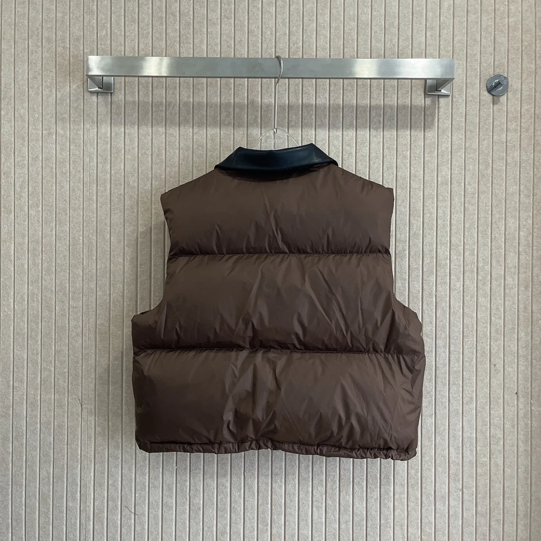 Inverno 2025 nova moda feminina lapela gola de couro design jaqueta colete