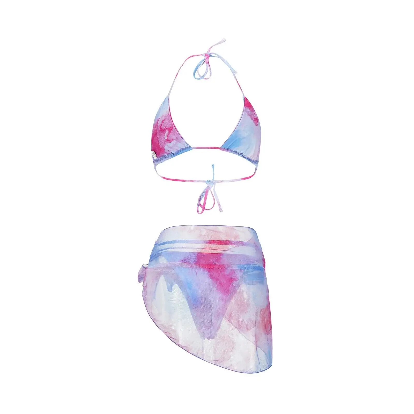 Trajes de baño Conjunto de 3 piezas para mujer Traje de baño bikini sexy con traje de baño tipo pareo