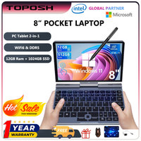 P8 Mini Pocket Laptop 8 Inch Touchscreen Intel 12th Gen N100 12GB DDR5 WiFi-6 2 In 1 Yoga Tablet Portable Notebook PC Windows 11