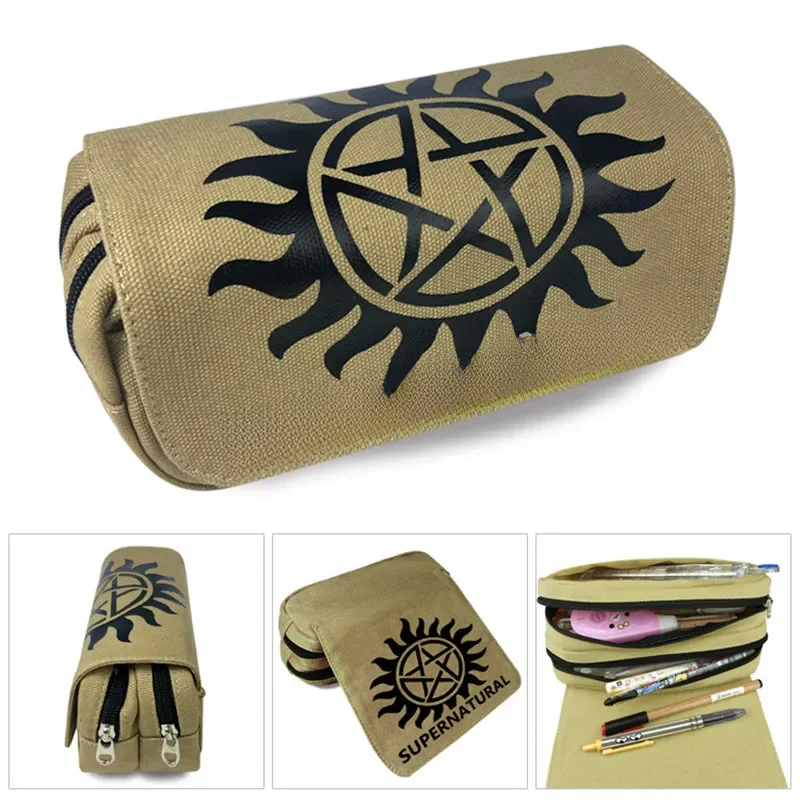 Supernatural SPN Portfel Torba na zamek błyskawiczny Piórnik Kosmetyczka Portfel studencki Torebka Chłopcy Dziewczyny Prezenty — zdjęcie 2