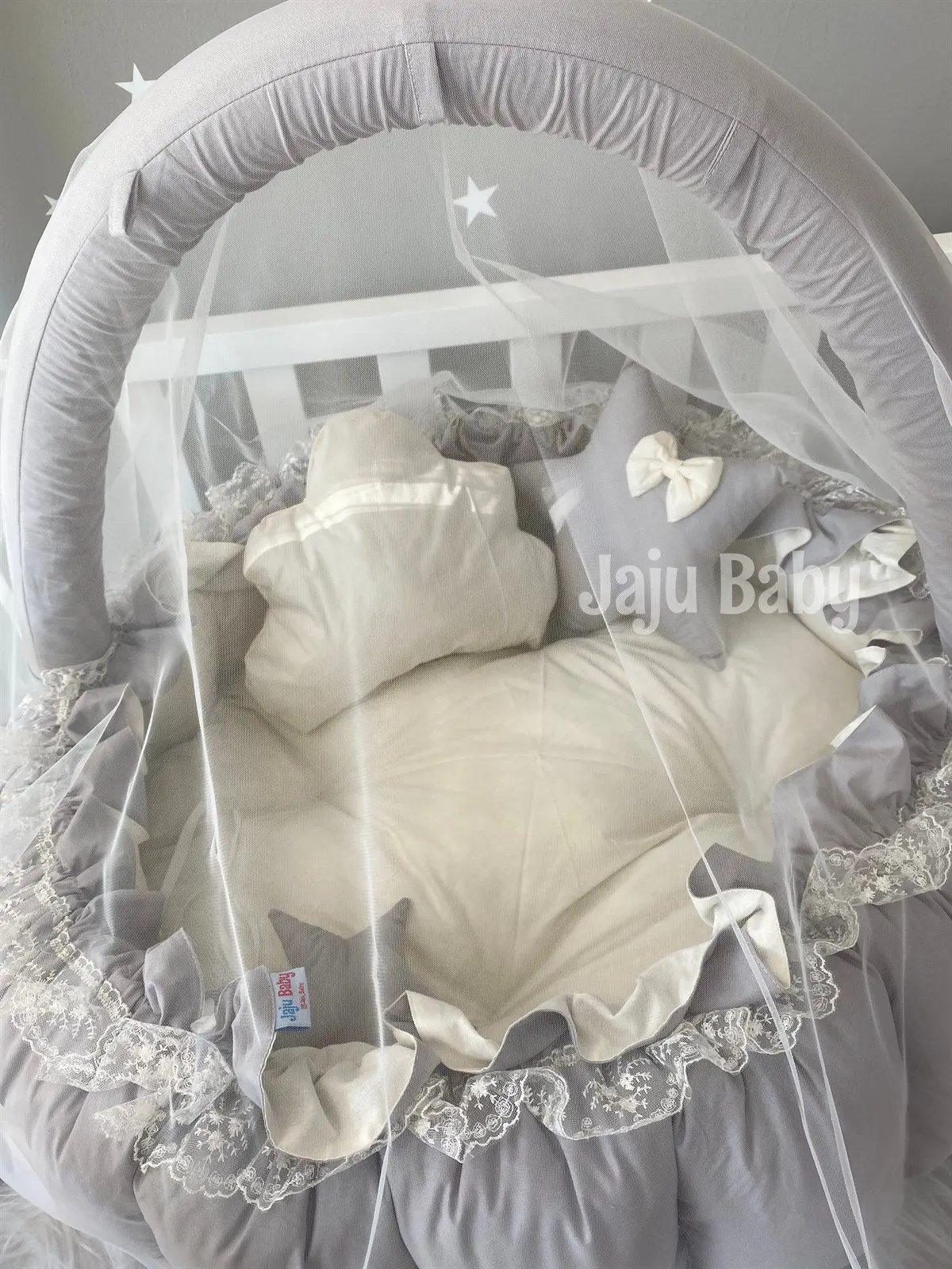 Tapete De Jogo De Luxo Design Handmade Plain Gray, Babynest Mosquito Net, Conjunto De Aparelho De Brinquedo De Tule