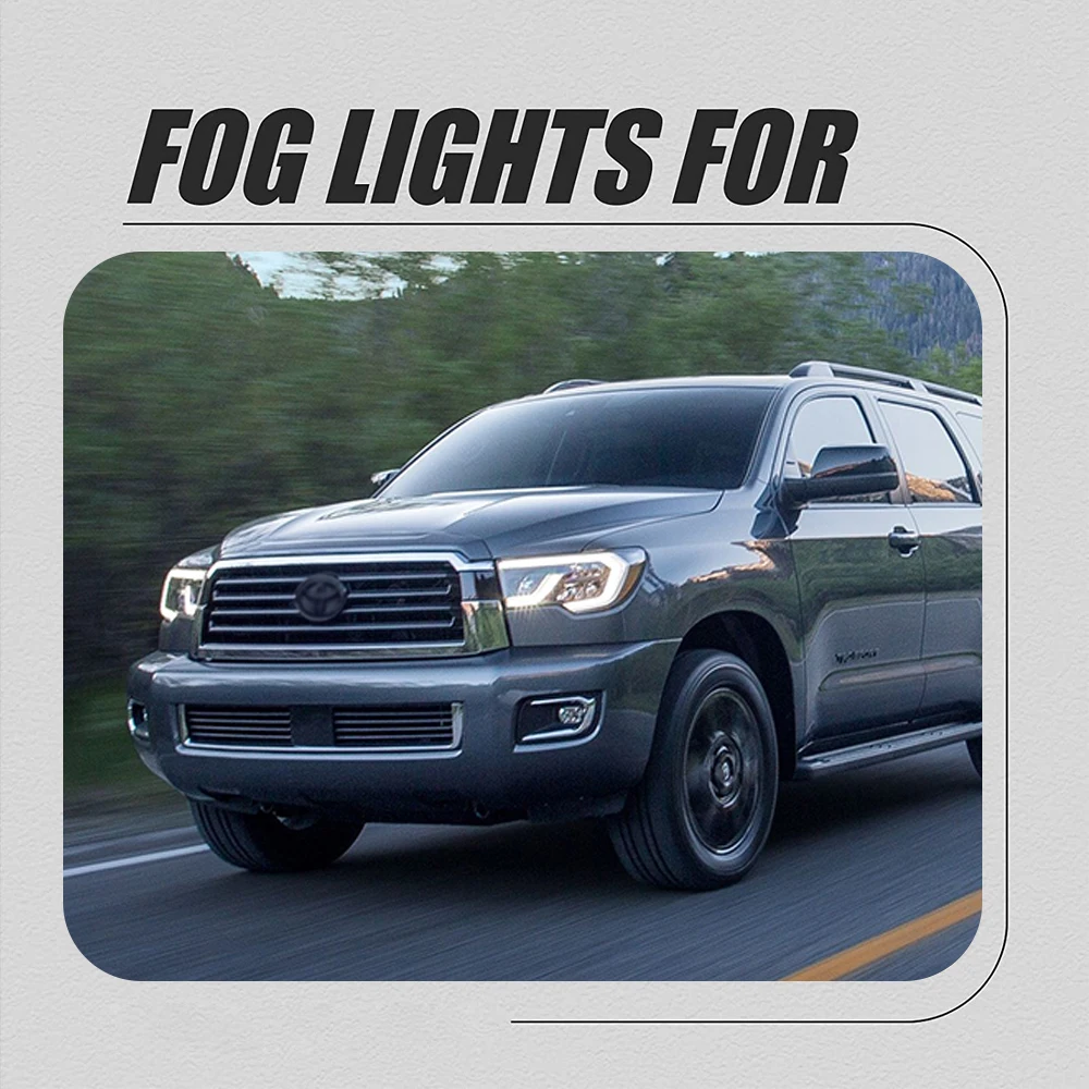 Front Bumper Fog Lamp Upgrade Kit FOR TOYOTA Sequoia 2018 2019 2020 2021 Version Additional Foglight Set Switch + Wiring