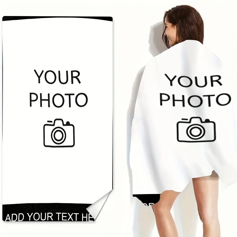 Personalized Beach Towel Custom Photo Name/logo/Word Oversized Microfiber Towel Wedding Party Souvenir for Beach Swimming Bath