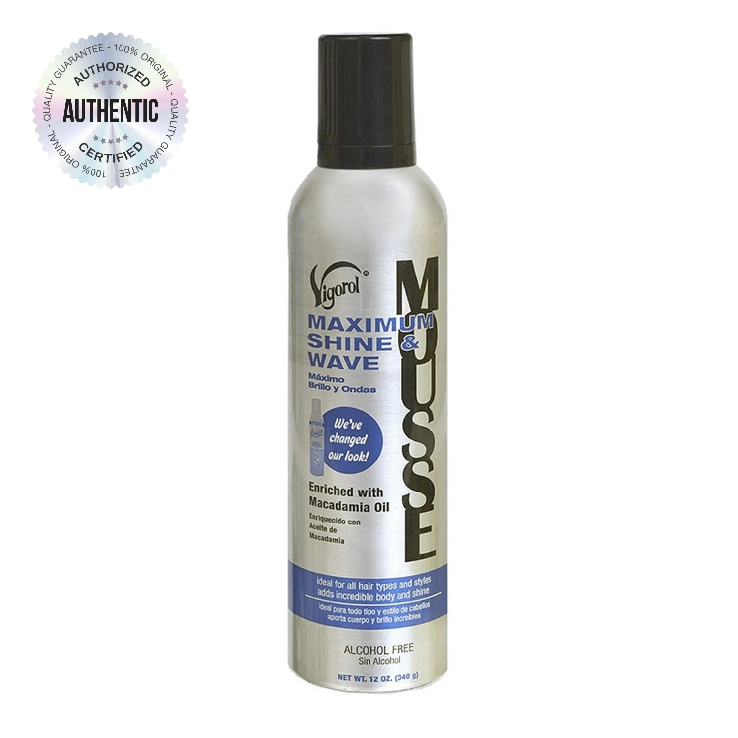 Vigorol Maximum Shine & Wave Foaming Mousse 12oz - Enhances Waves, Adds Shine, Lightweight, Frizz Control