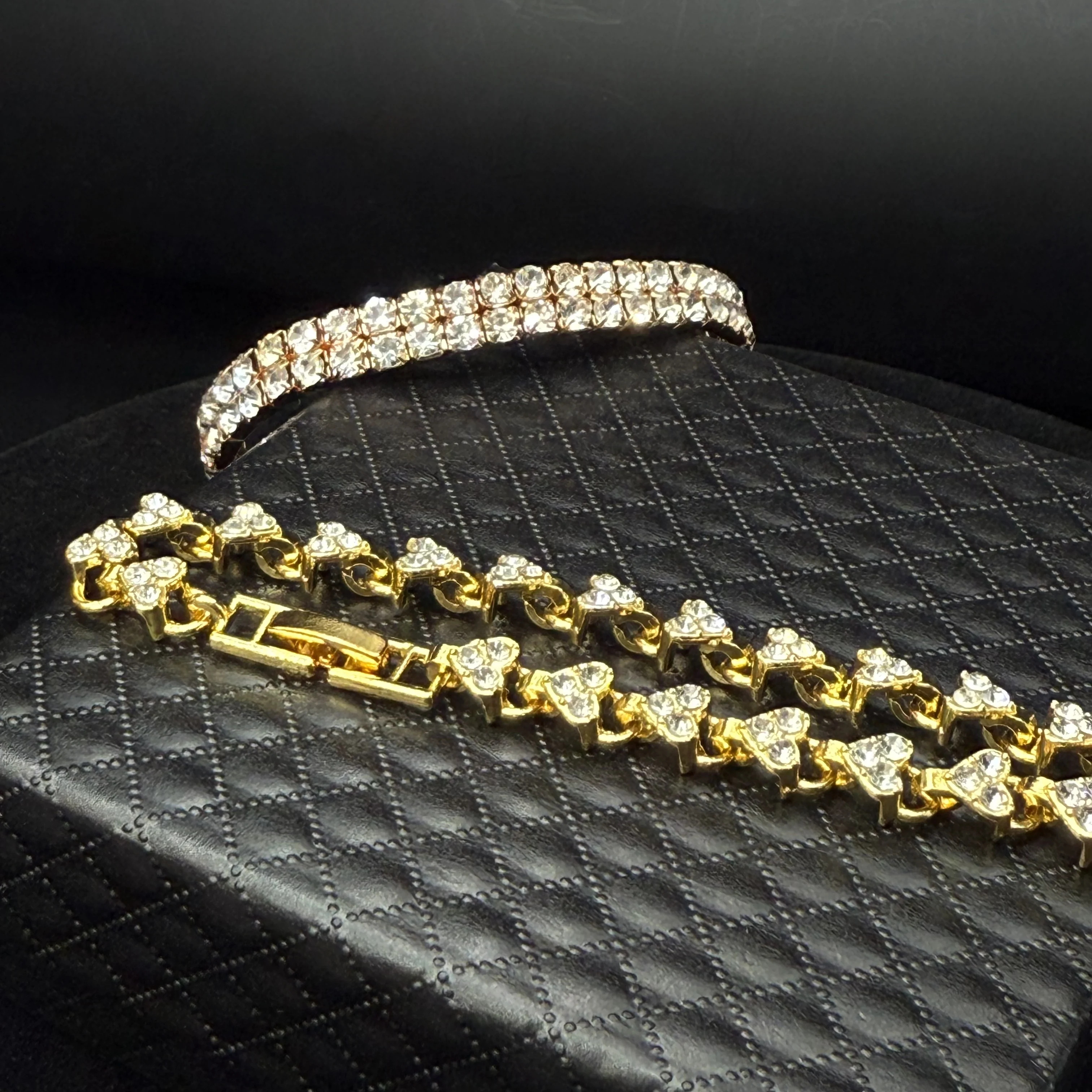 طقم سوار نسائي مكون من قطعتين سوار على شكل قلب + سوار زركونيا مزدوج الصف. أسلوب الحد الأدنى. مثالية لهدايا الهالوين #4