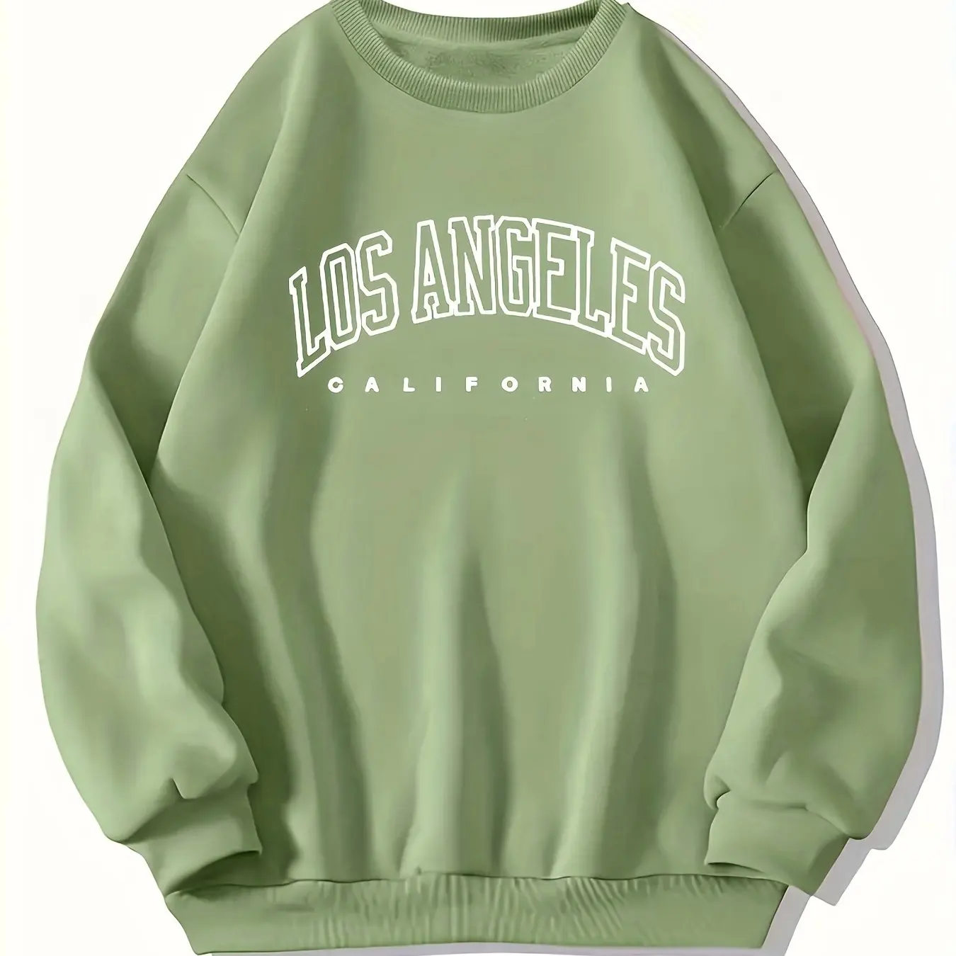 Los Angeles Print Preppy Sweatshirt, Long Sleeve Crew Neck Casual Sweatshirt For Winter & Fall, Women\'s Clothing