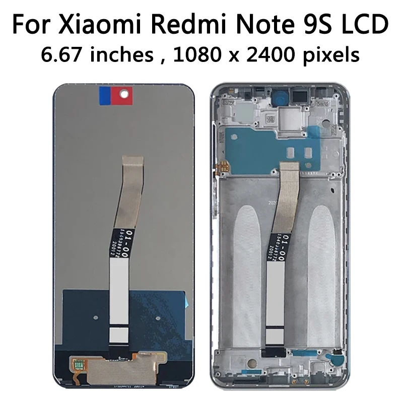 AAA+ Quality for Xiaomi Redmi Note 9S Note9s M2003J6A1G LCD Display Touch Screen with Frame for Redmi Note 9 Pro 9Pro M2003J6B2G