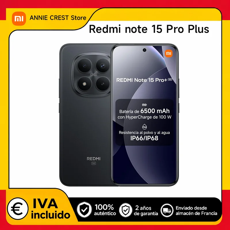 Redmi Note 15 Pro Plus Smartphone 5G écran CrystalRes AMOLED 6.83 pouces NFC batterie 6500 mAh appareil photo principal 200MP Xiaomi HyperOS 2 processeur octa-core jusqu'à 2.7GHz