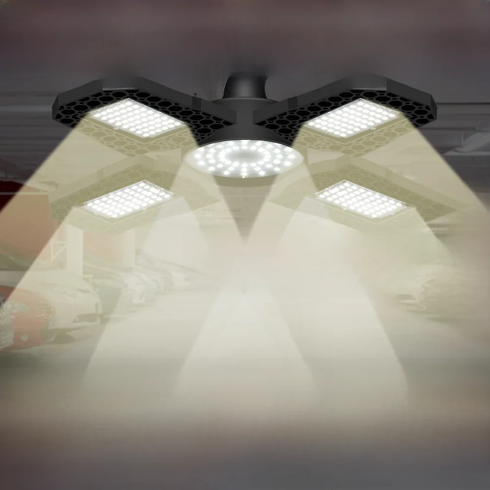 220V LED E27 Lamp Garage Light Bulb 110V Spotlight Industrial Lighting Folding Floodlight For Workshop Warehouse 200W 300W 400WC