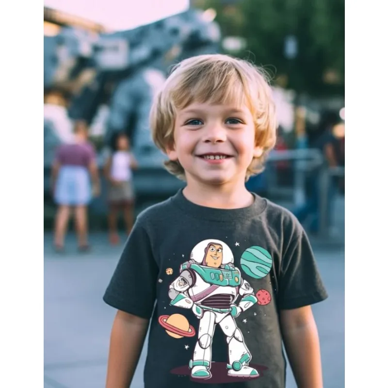 2024 Kids T-shirt High Quality Galaxy Adventure Buzz Lightyear T-shirt New Cartoon Sweet Style Crewneck T-shirt For Kids