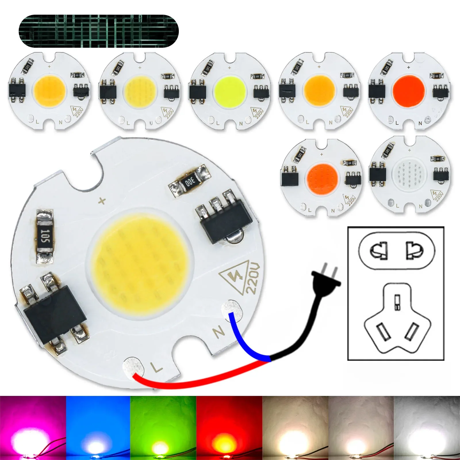 1-100 pièces 3W 5W 7W LED COB puce 220V LED matrice intelligente IC pilote lampe LED perles Source de lumière pour LED Diode projecteur ampoule Module