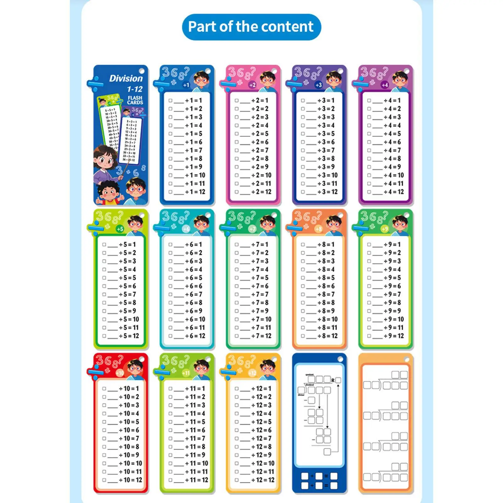 15Pcs/set Math Addition Subtraction Multiplication Division Card Reusable Practice Card for Kids Learning Early Education Toy