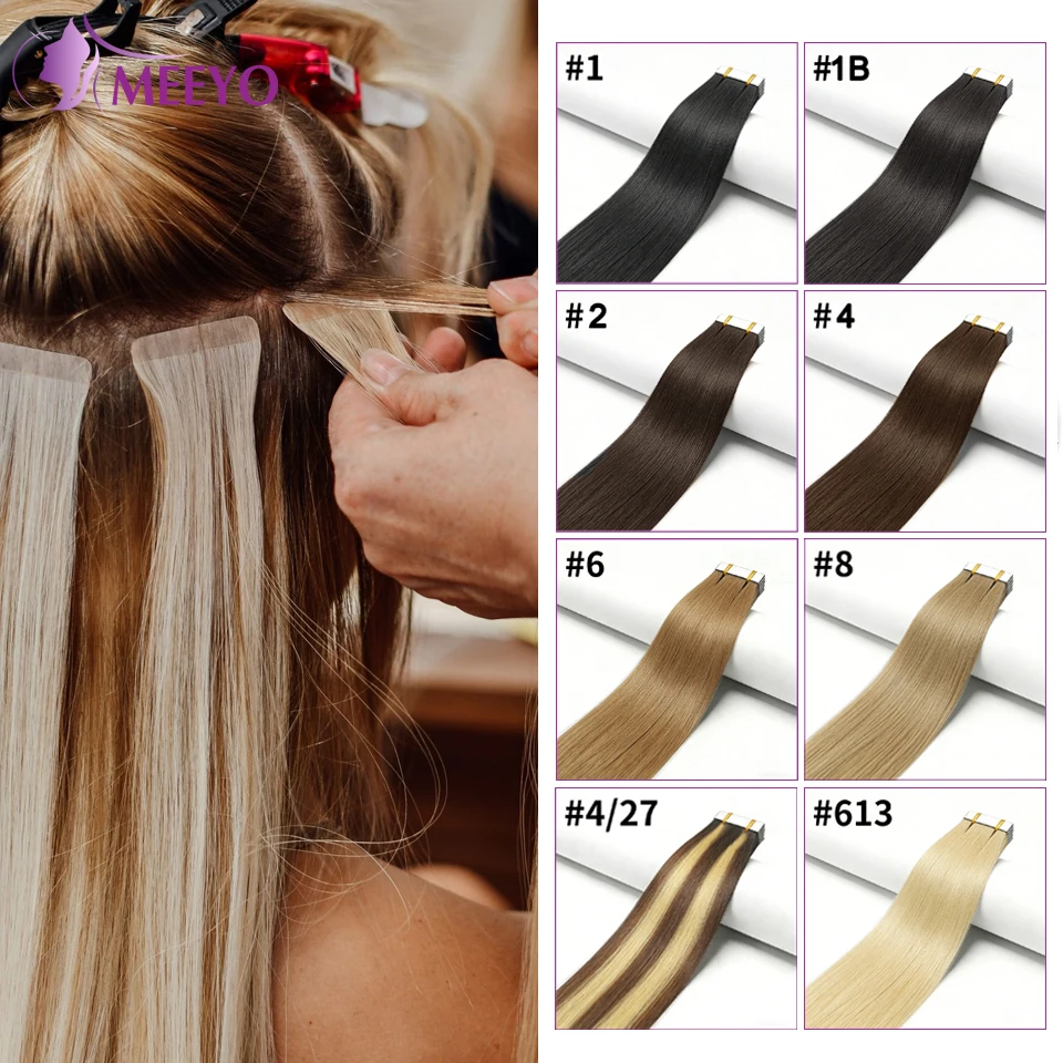 

Прямые накладные волосы из натурального шелка, шоколадно-коричневые, невидимые, на ленточной основе, темно-коричневые, 50 г, 20 шт. для женщин