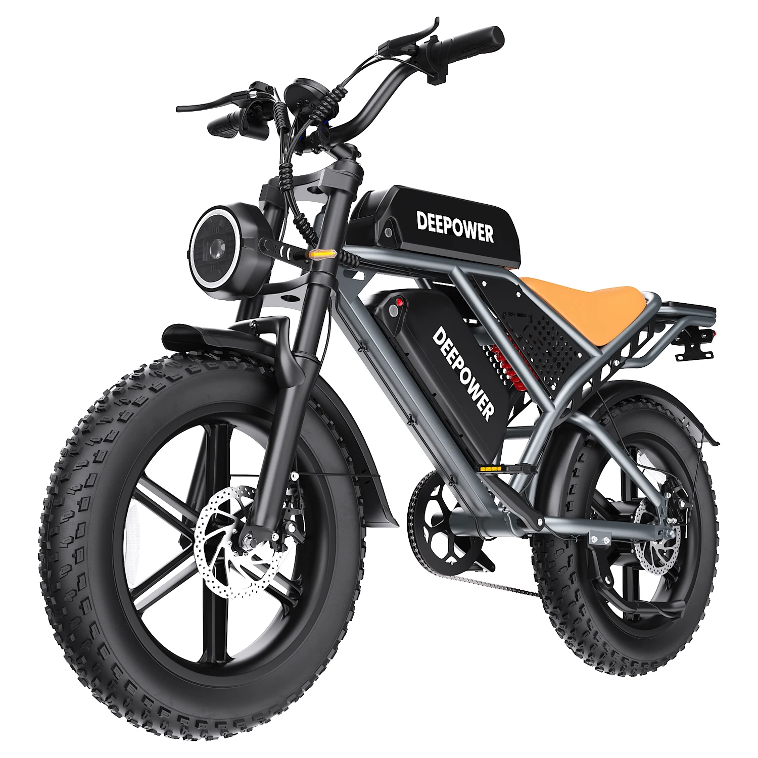 EU Stock DEEPOWER QS7 Elektrische Fiets 1500W 48V 60AH Lithium Batterij Elektrische Fiets 20*4.0 Vetband Sneeuw E-bike, dubbele schokdemping