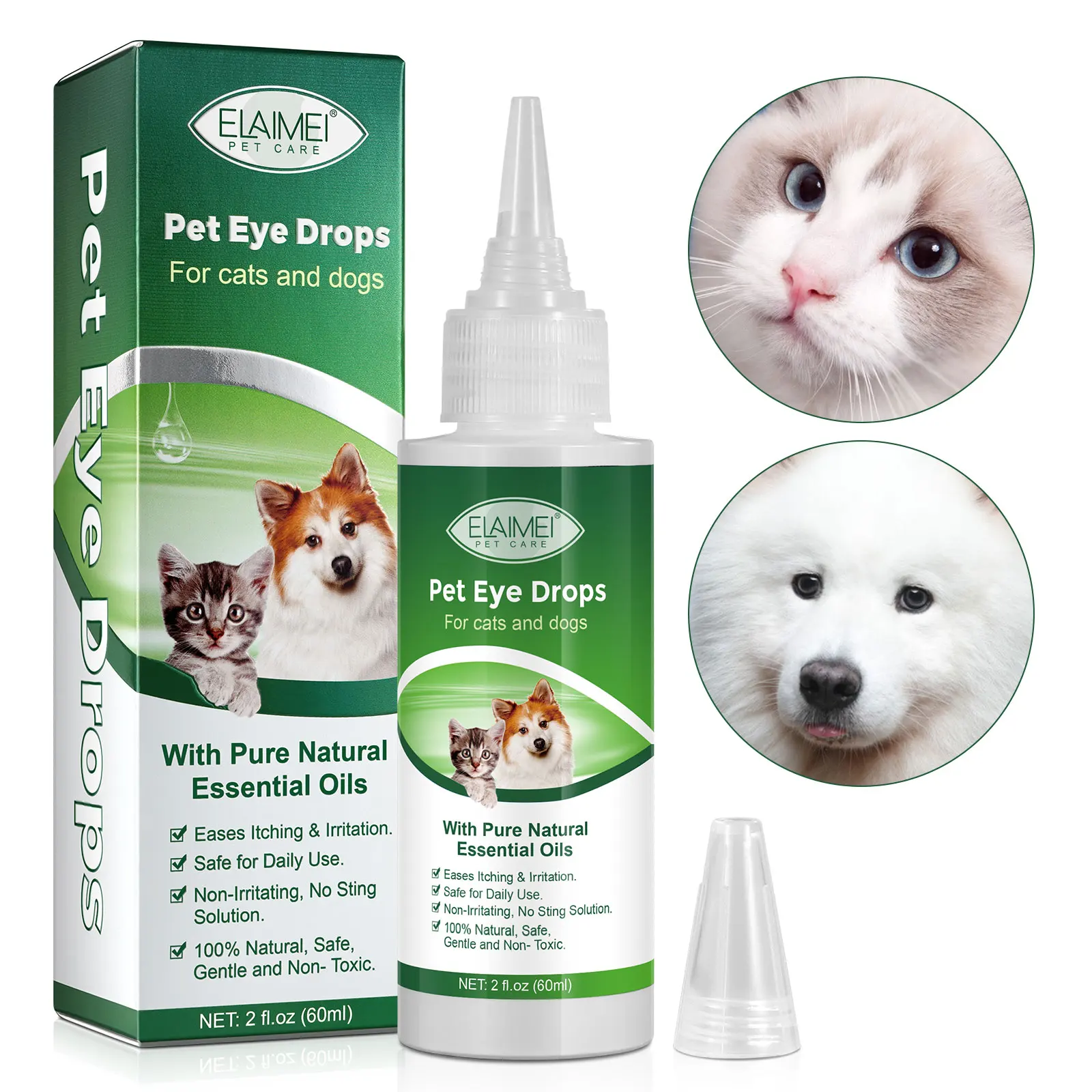 Multi-Purpose Sterile Eye Wash Cleaner and Rinse Tear Stain Reducer for Allergies Debris Mucus Irritation Weepy for Dogs and Cat