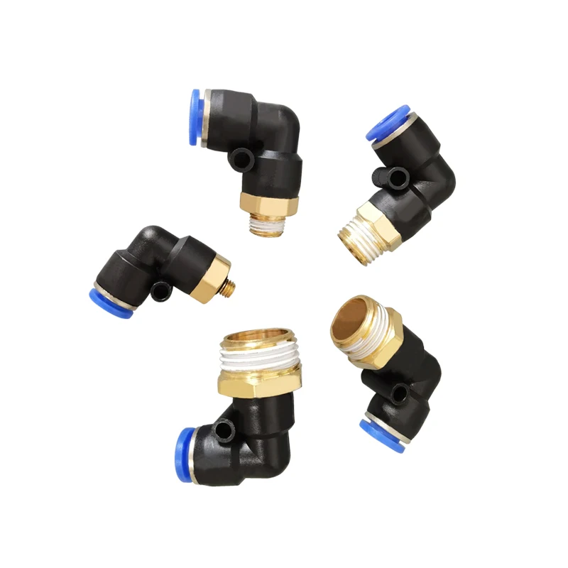 

50PCS Quick Connector Quick Plug Threaded Elbow PLSeries Connection Pneumatic Air Pipe 4/6/8/10/12mm Thread M5 1/8 1/4 3/8 1/2