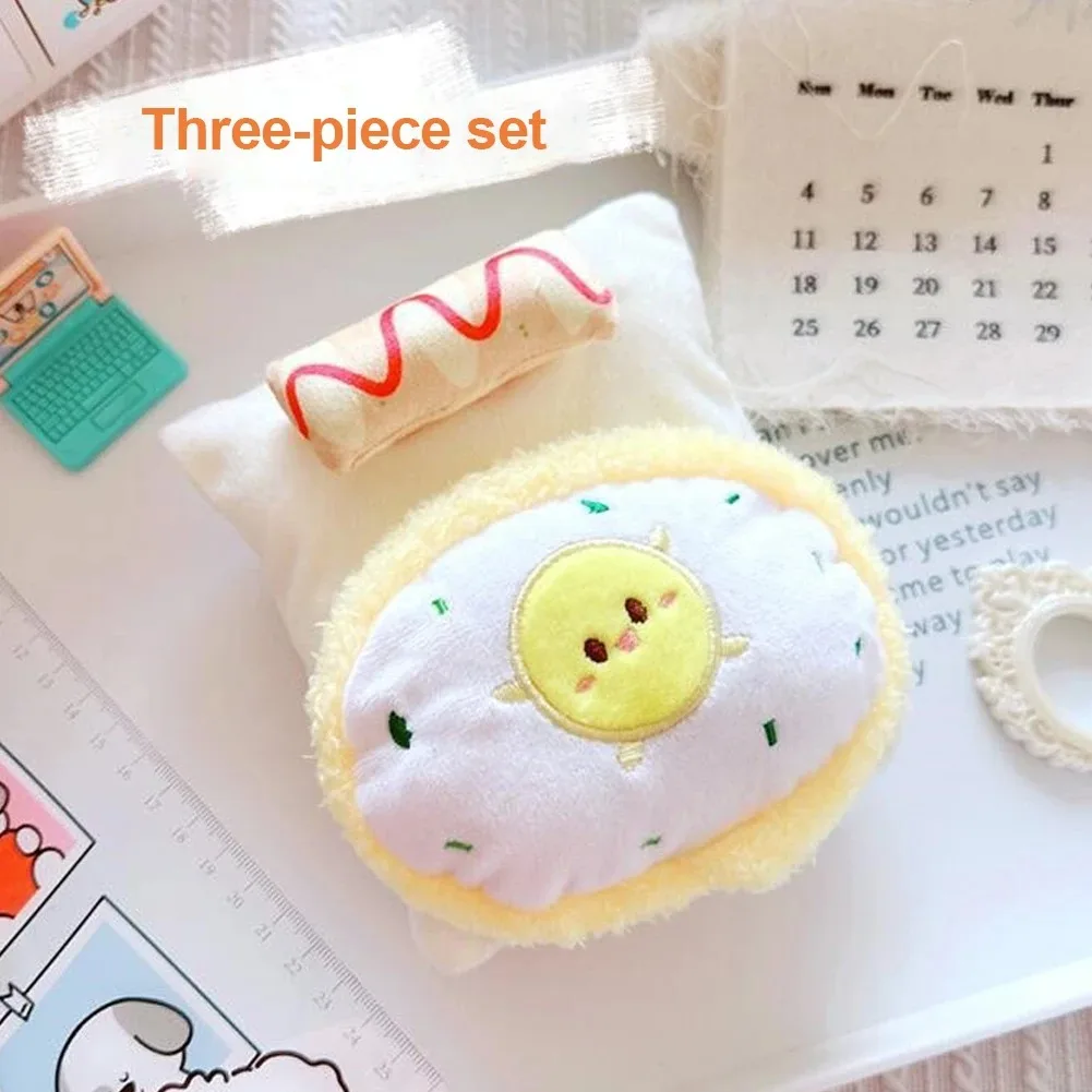 Ropa Labubu bed For 15/17cm Labubu Doll Quilt and Pajama Set Three-piece Set Cosy Baby Bed Home Warmth Toy Girl Gift image 5