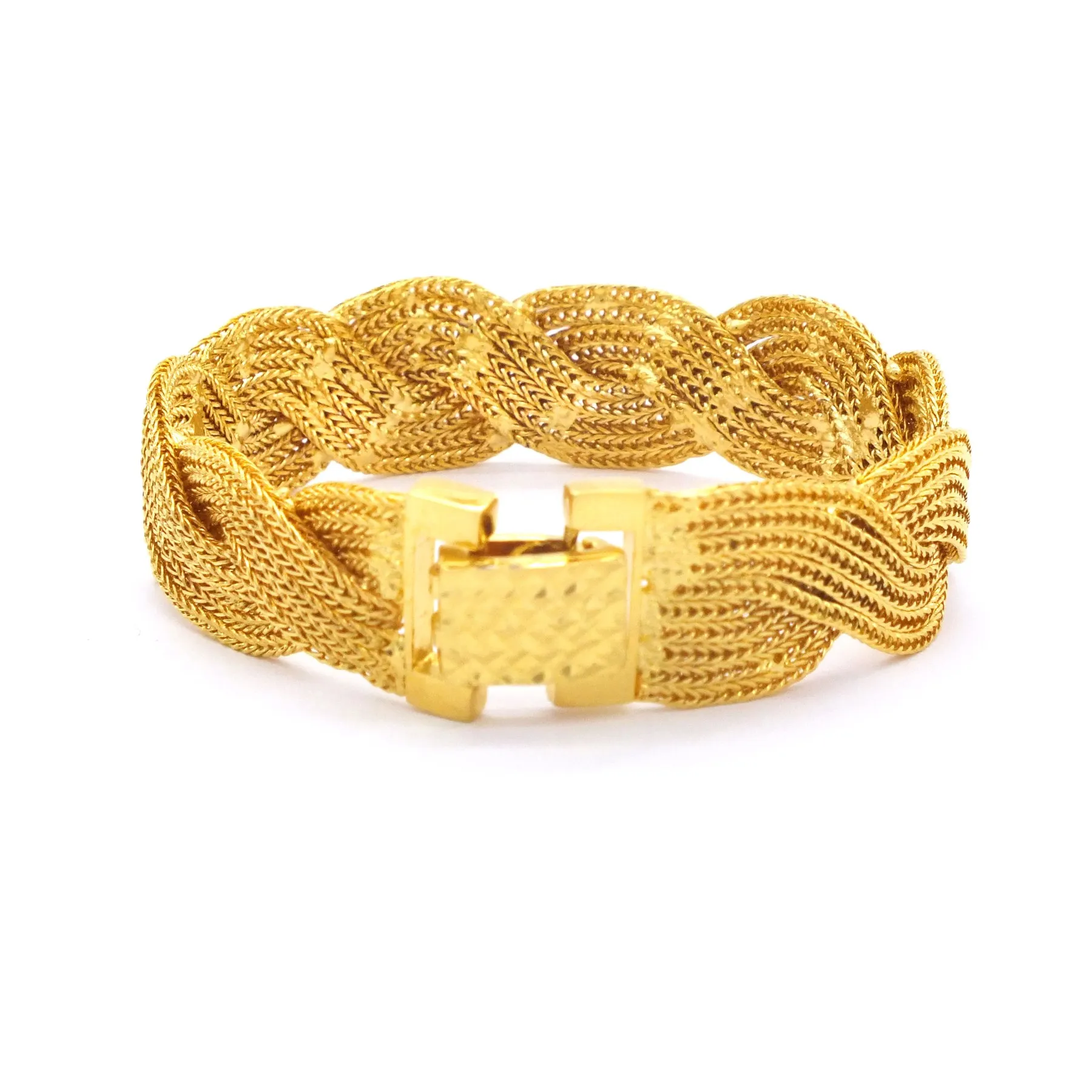 

GoldFashion 22 Carat Gold Plated Wicker Weave Cuff Bracelet Bangle Adjustable Cuff Vintage Stainless New Design Stylish Wrist Tr
