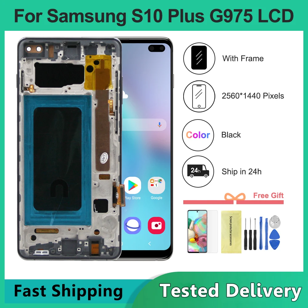 S10 Plus TFT Quality For Samsung S10 Plus G975 G975F G975F/DS LCD Display Touch Screen with Frame Digitizer Assembly Parts