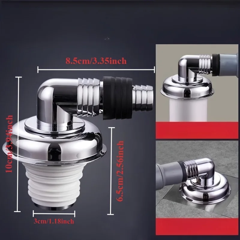 Washing Machine Floor Drain Connector, Drain Pipe, Sewer Odor and Overflow Preventer, Bathroom Three-Way Cover