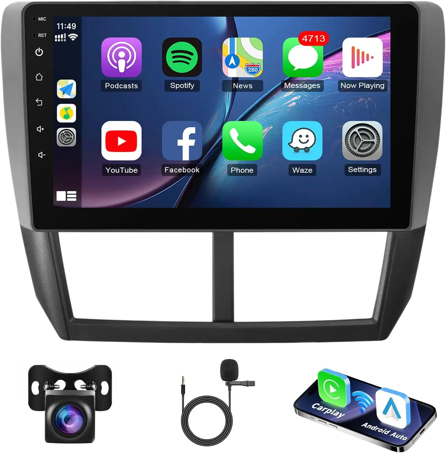 

9inch Touch Screen for Subaru Forester Radio with CarPlay Android Auto/Bluetooth/GPS/WiFi/FM/SWC/Camera+MIC