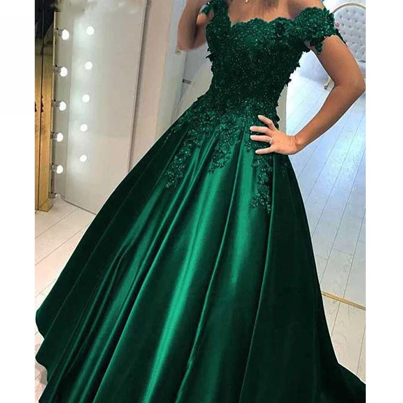 Dostosowana długa suknia wizytowa do podłogi Robe De Soiree eleganckie zielone suknie wieczorowe suknia balowa koronkowe suknie wieczorowe Sweetheart — zdjęcie 2