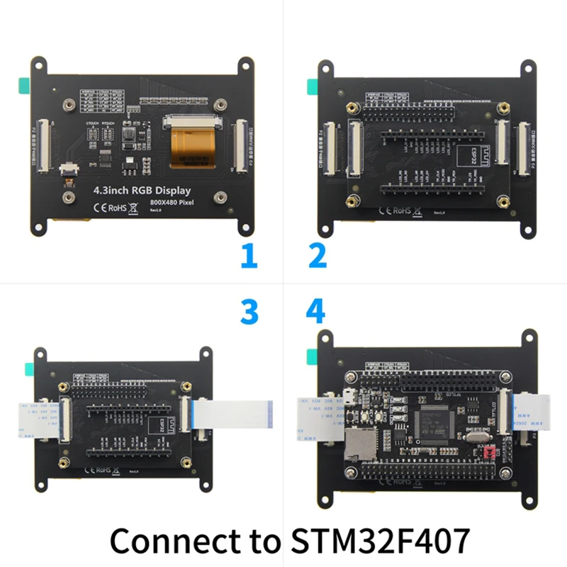 Imagem -06 - Ips Tft Touchscreen Monitor 800x480 Rgb Lcd Display Module para Atomic Wildfire Stm32 Esp32 4.3 4.3