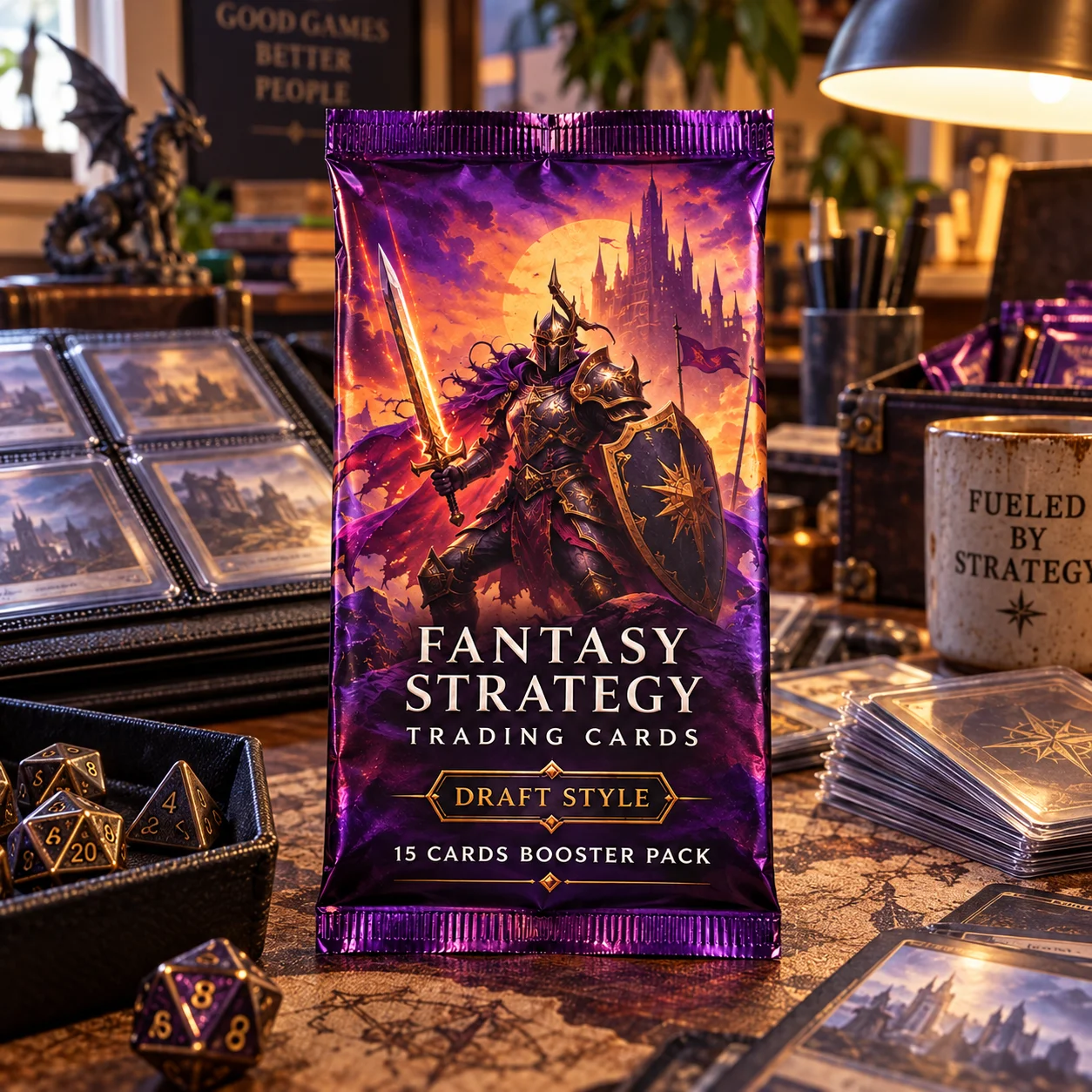 15 Card Fantasy Strategy Trading Card Booster Pack Draft Style Collectible Cards for Hobby Players Collectors