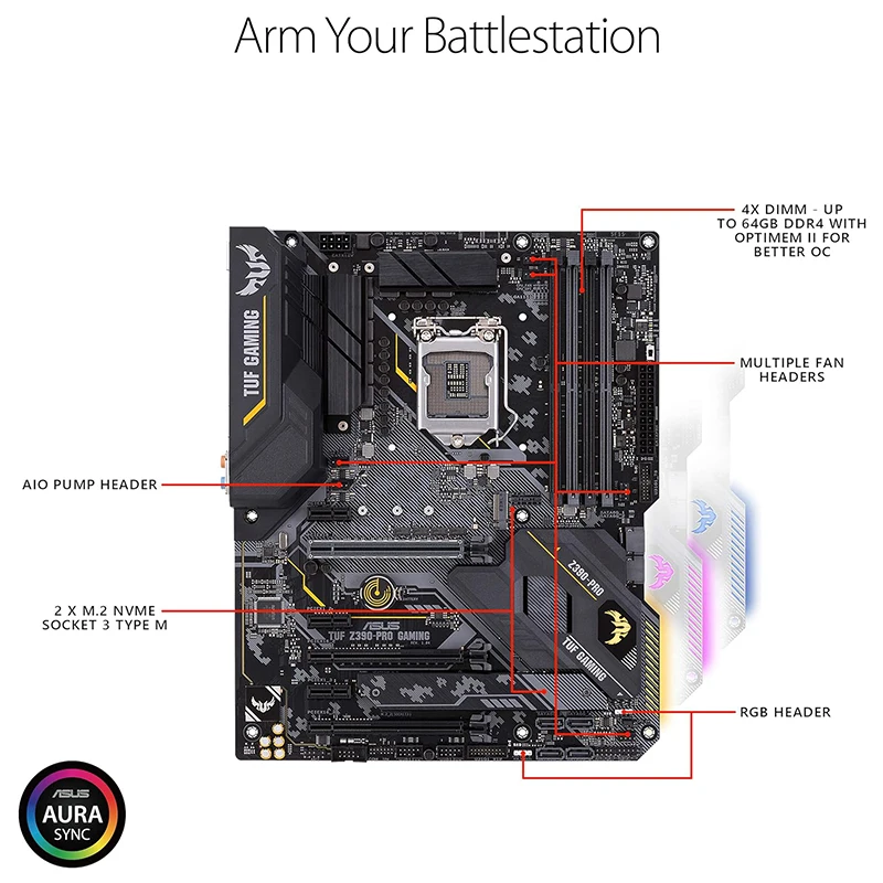 NEW ASUS TUF Z390-Pro Gaming Motherboard LGA1151 (Intel 8th and 9th Gen) ATX DDR4 HDMI M.2 USB 3.1 Gen2 Gigabit LAN