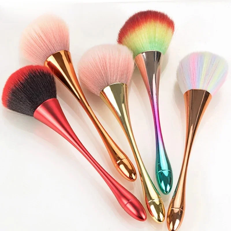 Pinceaux professionnels pour Nail Art, poudre d'or Rose, nettoyant pour la poussière, Super moelleux, à Long manche, pour Blush, pinceaux de maquillage, outils de manucure