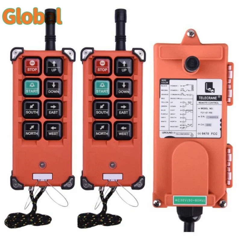 F21-E1B 6 ปุ่ม Singe ความเร็วอุตสาหกรรมไร้สายวิทยุ Crane รีโมทคอนโทรลรอก Overhead Bridge Crane Lift Control