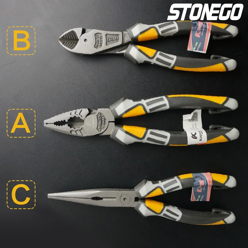 STONEGO Insulated Plier, Wire Stripping Crimping Electrician Pliers Stripper Crimper Wire Cutter Durable Nickel-Chrome Steel