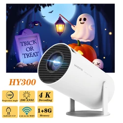 WEMI HY300 Mini Projector Android 11.0 720P 1080P 4K 200ANSI Portable BT5.0 Home Outdoor Cinema Projection Angle Adjustable