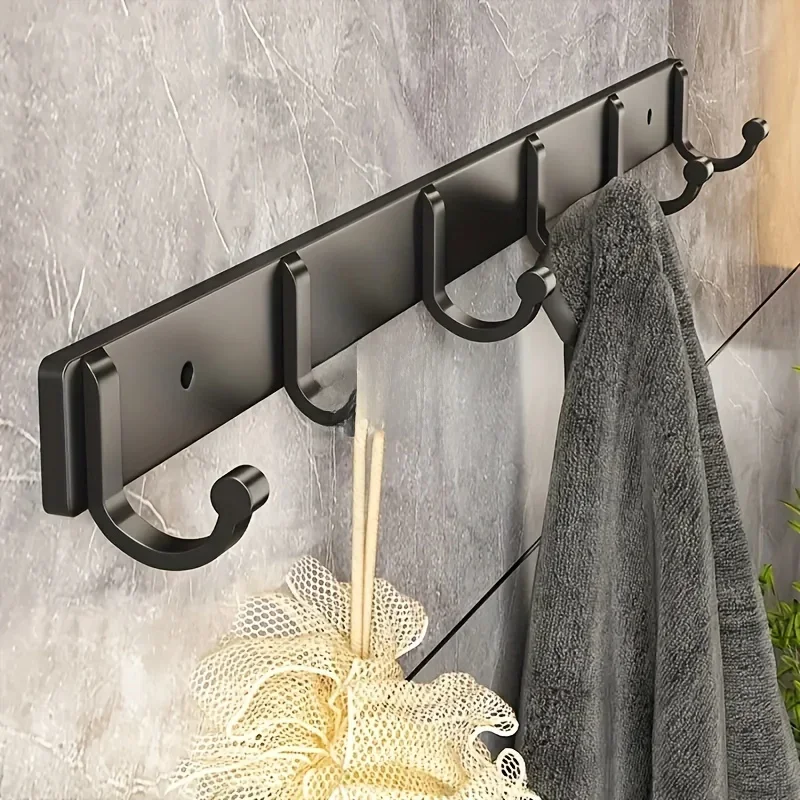 3/4/5/6 Haken, schwarzer Aluminium-Wand-Kleiderhaken, geeignet für Handtücher, Badetücher, Jacke,
