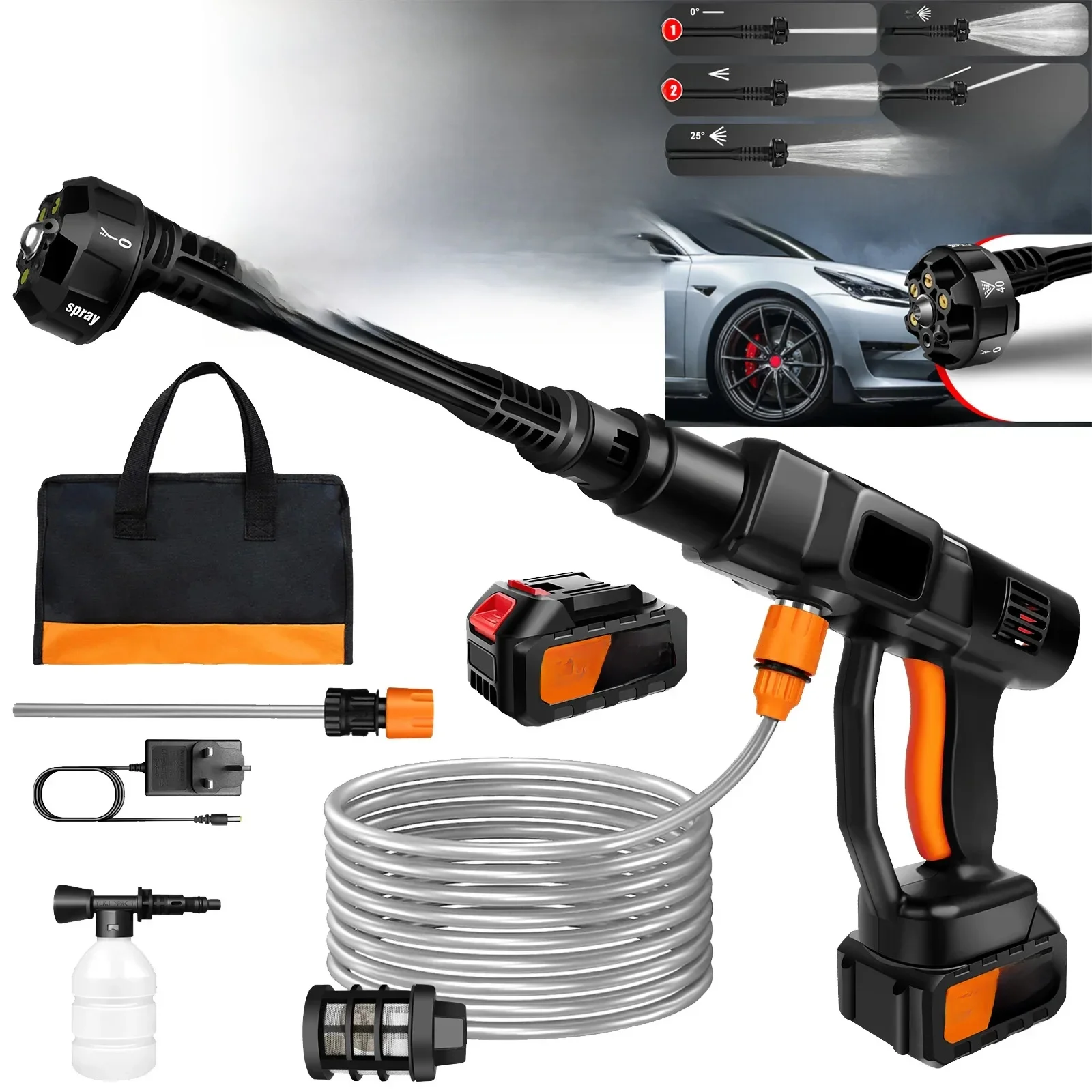 AliExpress BRIEFNESS 21V Cordless Power Washer Gun, Portable Pressure Cleaner with 2 Batteries & 5M Hose, 25CM Jet Wash for Car, Bike, Yard, Home