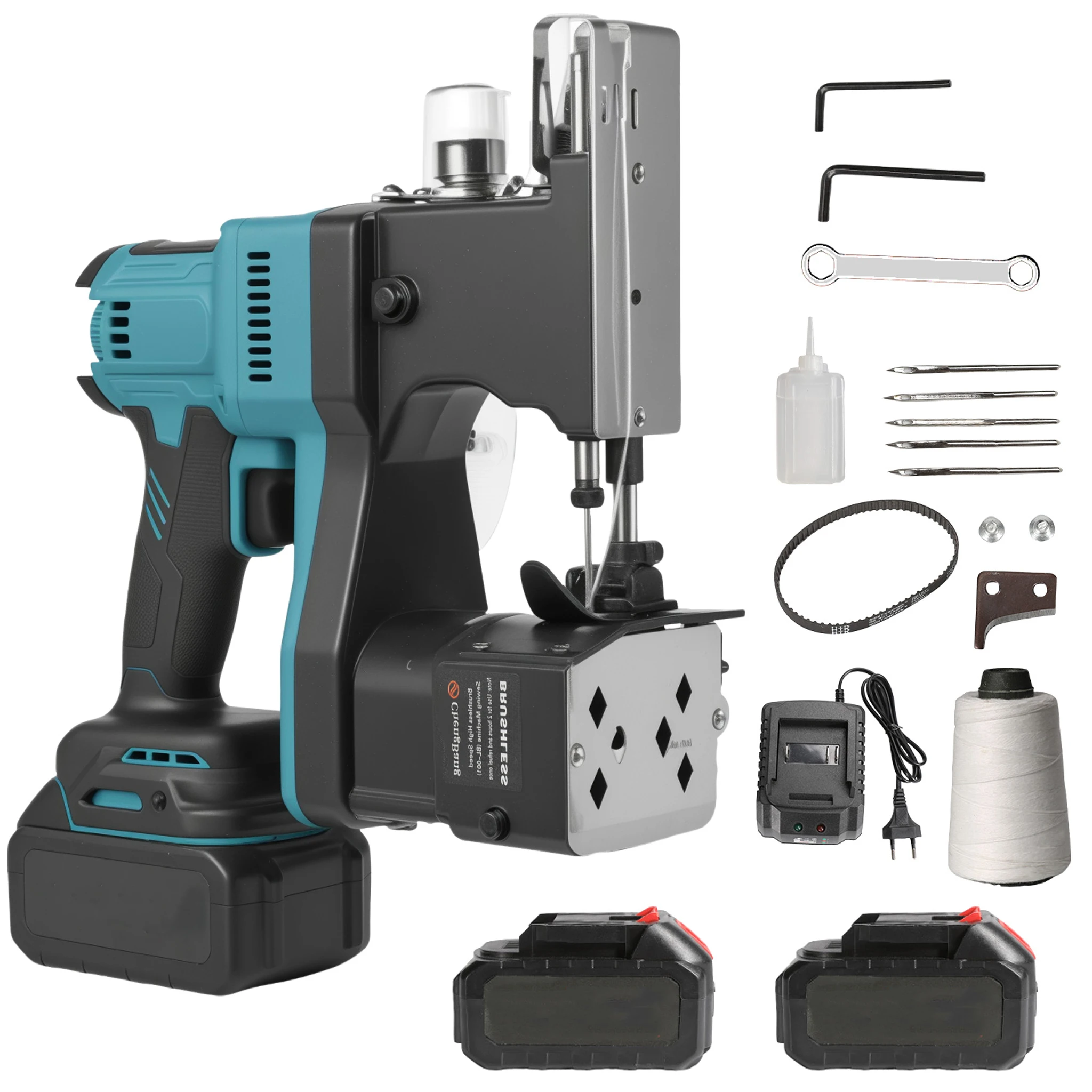 Macchina da cucire portatile per sacchi senza spazzole, chiusura industriale rapida in 2 secondi per sacchi in PP/tela/iuta, compatibile con Makita 21V