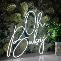 Неоновые вывески Oh Baby на заказ для вечеринки будущей мамы по случаю пола, свадьбы, гибкий светодиодный светильник с текстом, неоновые светодиодные украшения для дома, комнаты, дня рождения