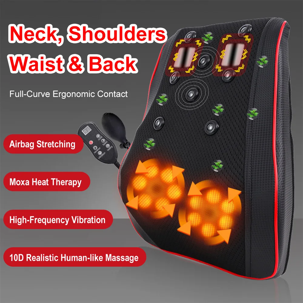 Multifunctional Heated Massage Pillow for Home and Travel