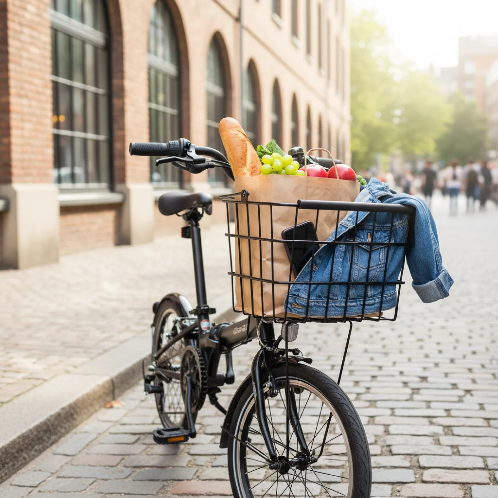 

Folding Bike Front Storage Basket Steel Easy Installation Large Capacity Sundries Carrier Quick Release for Daily Commuting