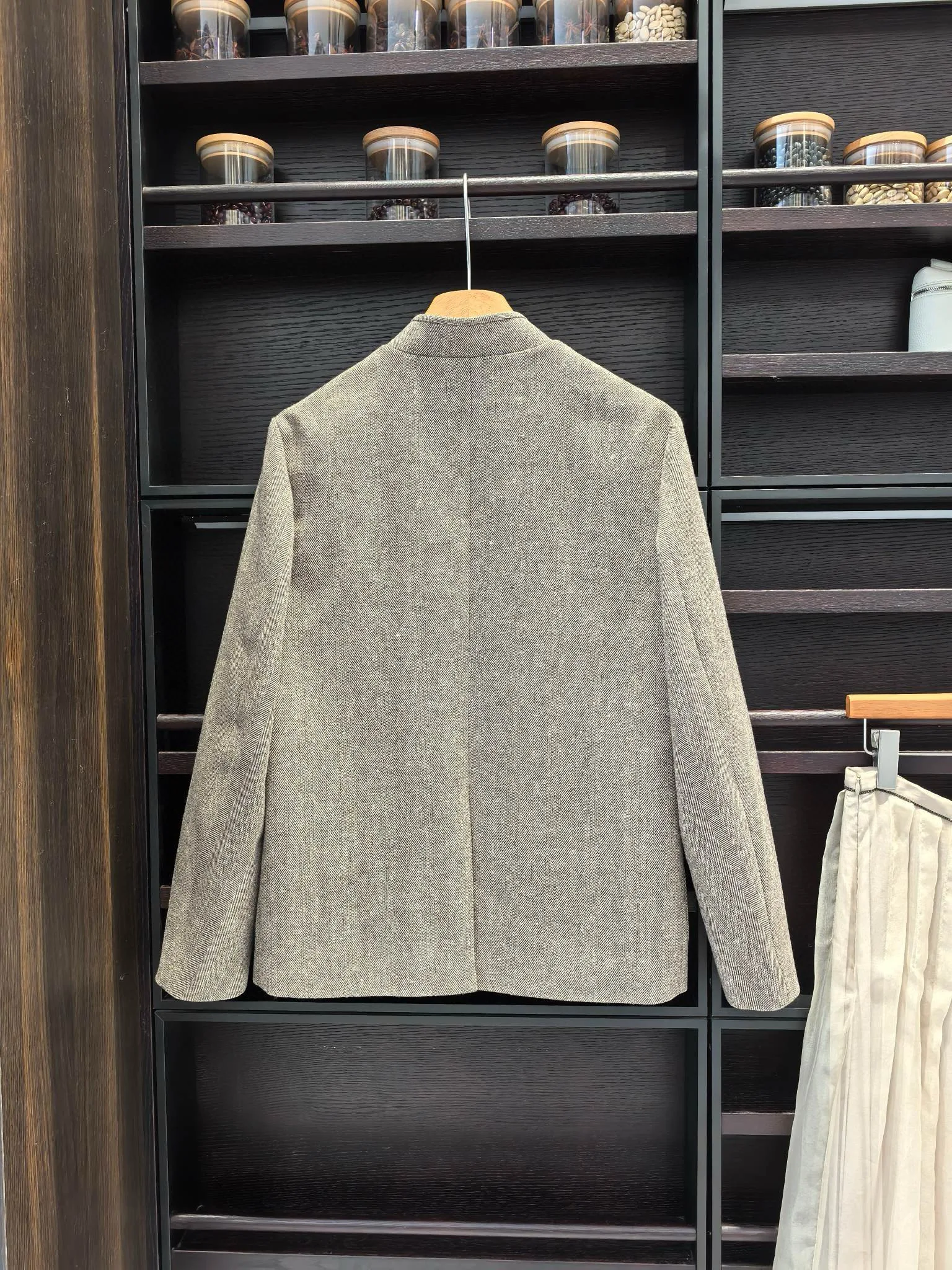 سترة بدلة نسائية ذات طية صدر السترة من الصوف بنمط المال القديم لخريف وشتاء