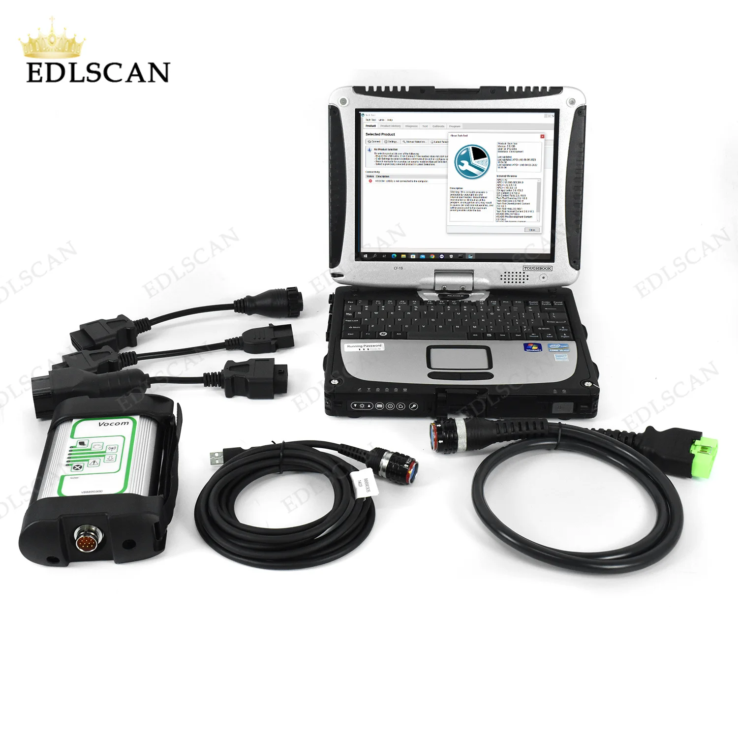 

2024 newest for Vocom 88890030 Vodia5 with vocom 88890300 for Vol-vo Marine Industrial engine diagnostic tool+CF19 laptop