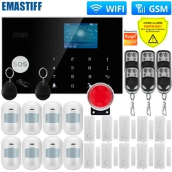 W7B Wireless wired Alarm System for Smart Home Burglar Security 433MHz WiFi GSM Alarm APP Control Work with Tuya Smart App