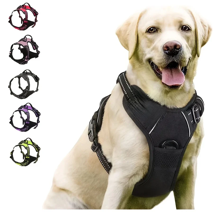 Harnais pour chien sans traction, Clip avant, poignée réfléchissante robuste et facile à contrôler pour la marche pour grands chiens
