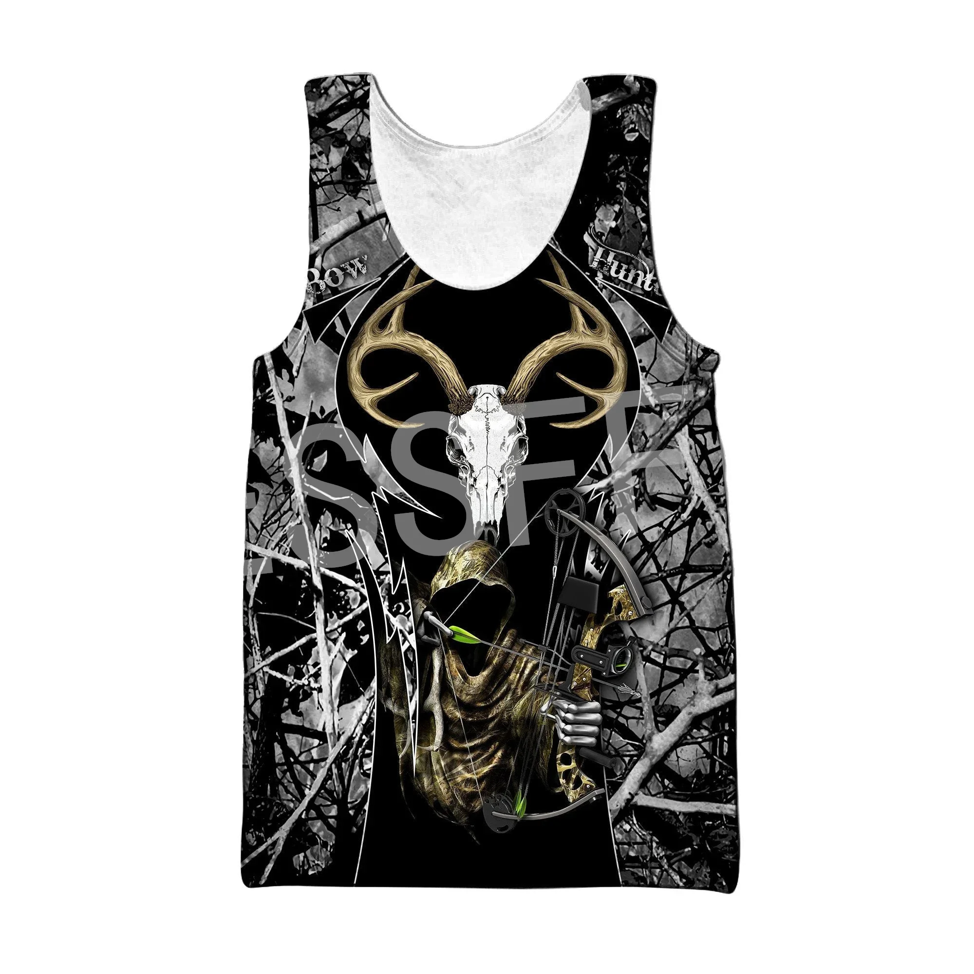 Custom Name Deer Hunting Animal Bow Hunter Camo Cosplay Tattoo Retro 3DPrint Summer Harajuku Vest Casual Sleeveless Tank Top XA3