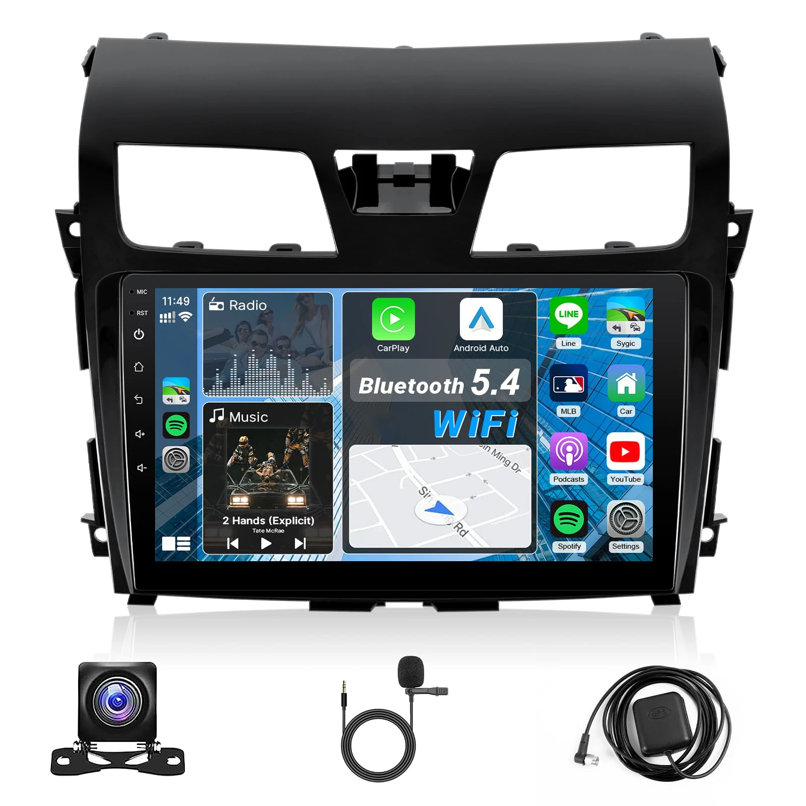 

10 Inch Car Radio Stereo for Nissan Altima 2013 2014 2015 IPS CarPlay Screen with Wireless Carplay Android Auto Mirror Link GPS