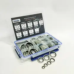 195pcs 9 Sizes BSP Dowty Bonded Seal Washer Assortment Kit, Seal Gasket Repair Set,Assortment Kit with Box