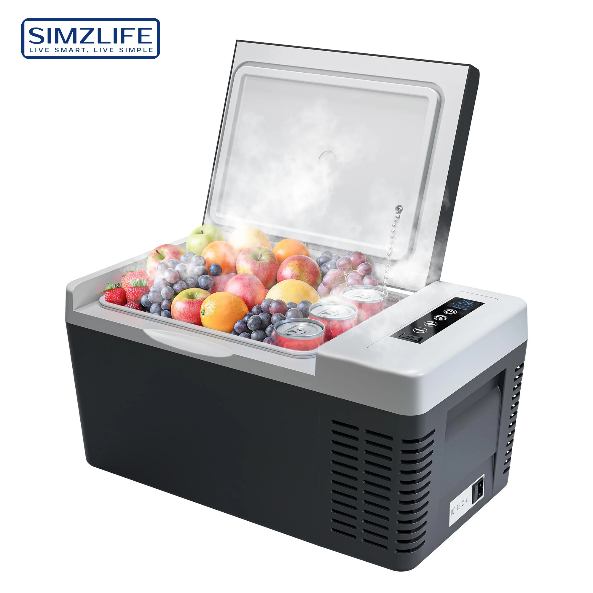 SIMZLIFE 12V Car Fridge Refrigerator 18L Compressor APP Control Portable Refrigerator Portable Freezer for Camping Travel Boat