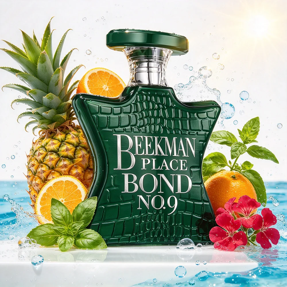 Bond No.9 Beekman Place Eau De Parfum Spray 100ml Unisex Fresh Green Scent Pineapple Blackcurrant Pear Lemon Basil Water Accord Geranium Musk Tonka Sandalwood Long Lasting Luxury NYC Fragrance Gift