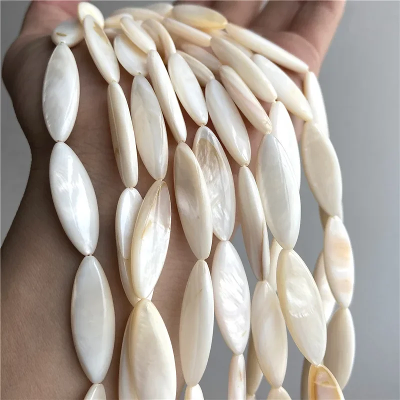 Natuurlijke lange paardenoog schelp kralen witte spacer losse parel van moeder kraal voor sieraden maken DIY armband oorbellen componenten - afbeelding 2