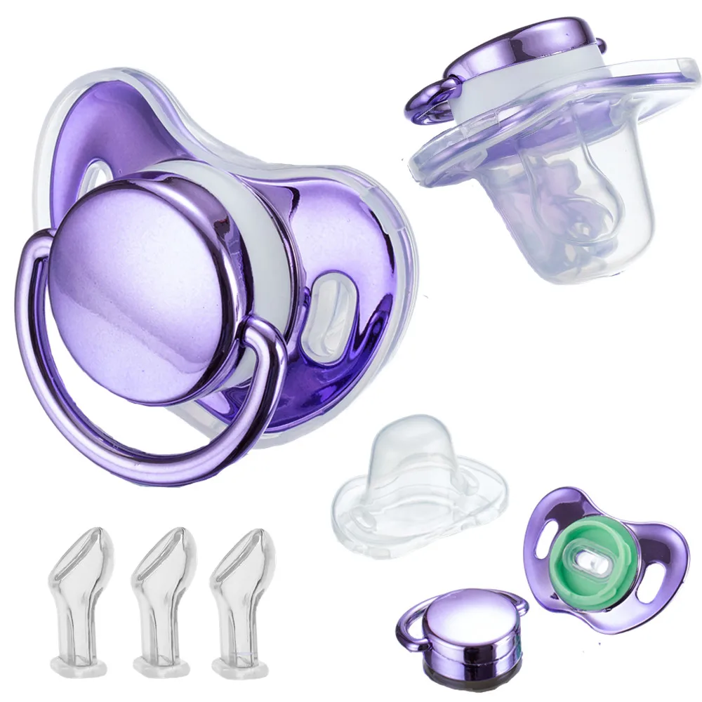 Miyocar Luxurious Metallic Purple Black Bring 3 Replacement Silicone Teat Includes All Size for Boy and Girl Baby Shower Gift